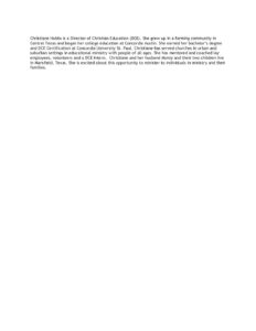 Christiane-Hobbs – Texas District of the Lutheran Church – Missouri Synod